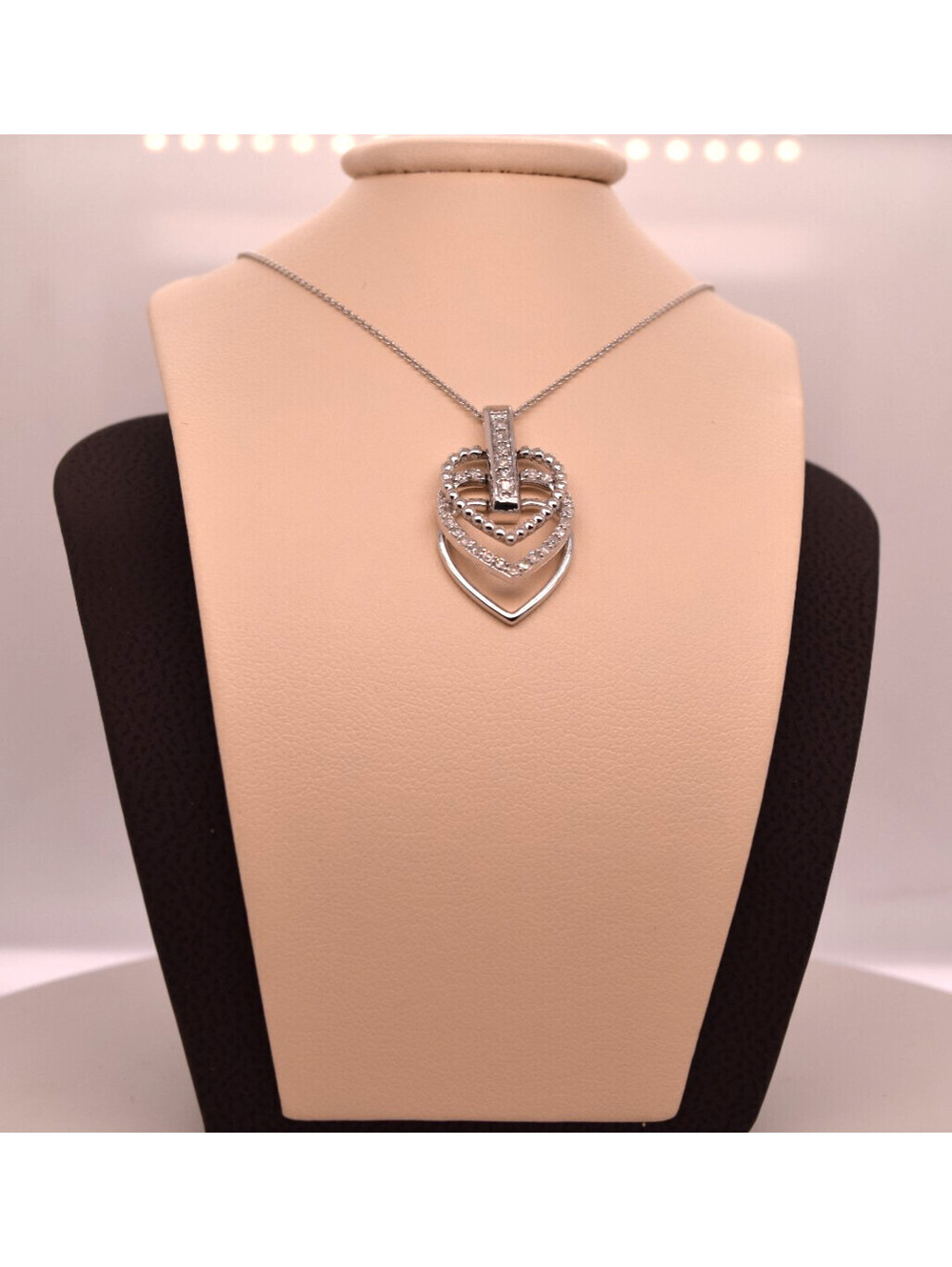 14K WHITE GOLD DIAMOND PENDANT NECKLACE .15 TCW